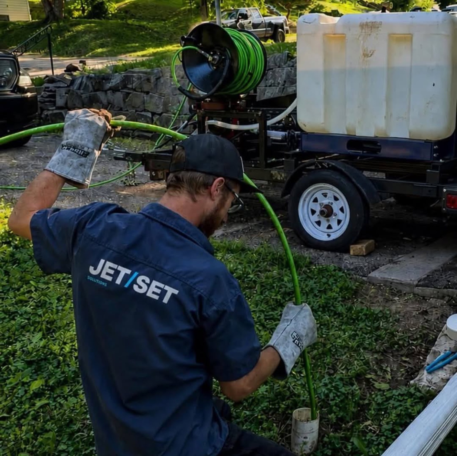 Jeff working a cleanout in Omaha