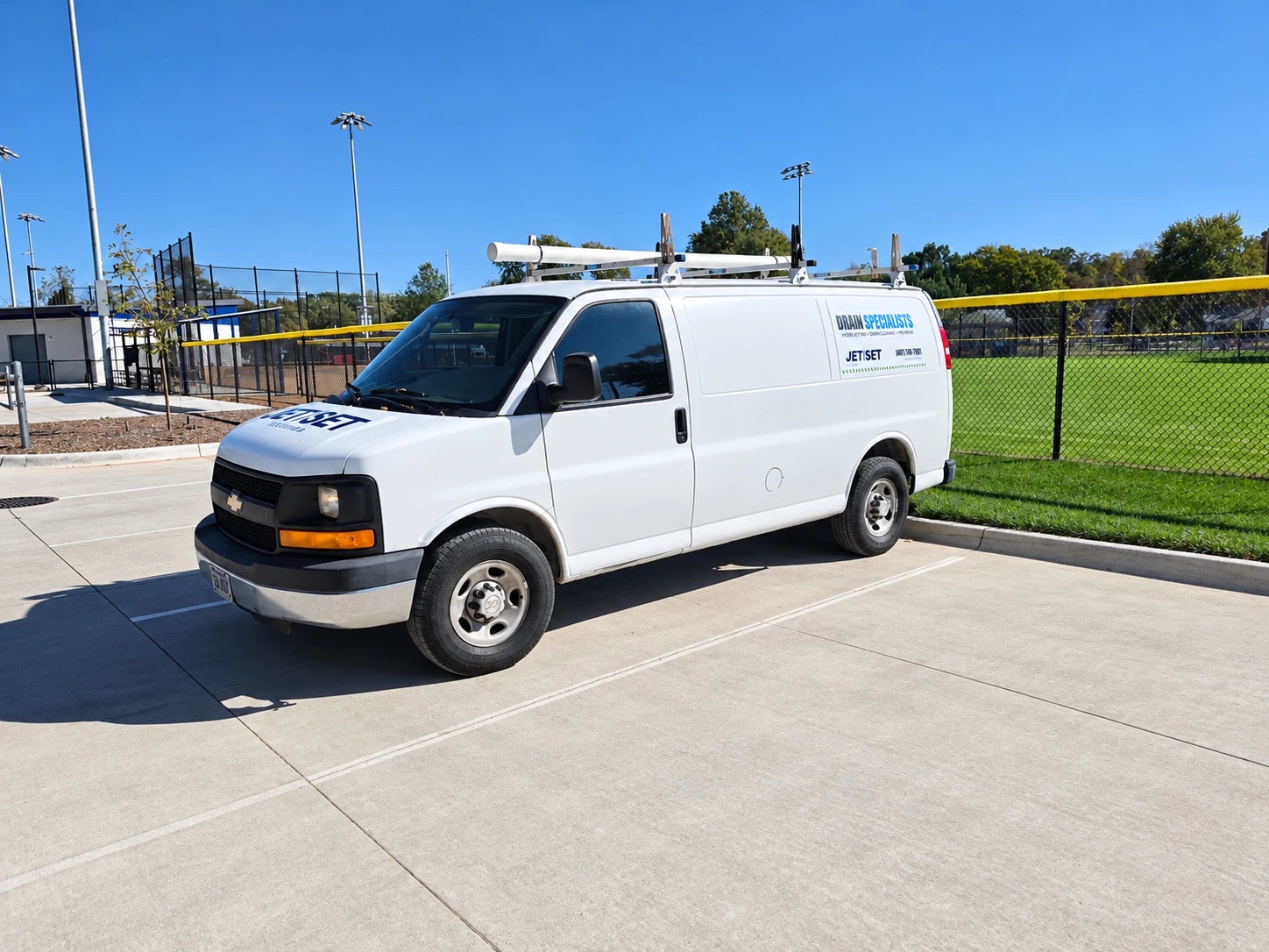 JetSet Solutions drain specialist van. Omaha plumber and drain cleaning service vehicle.